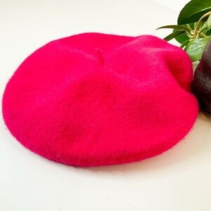 Vibrant Barbie Pink Wool Beret